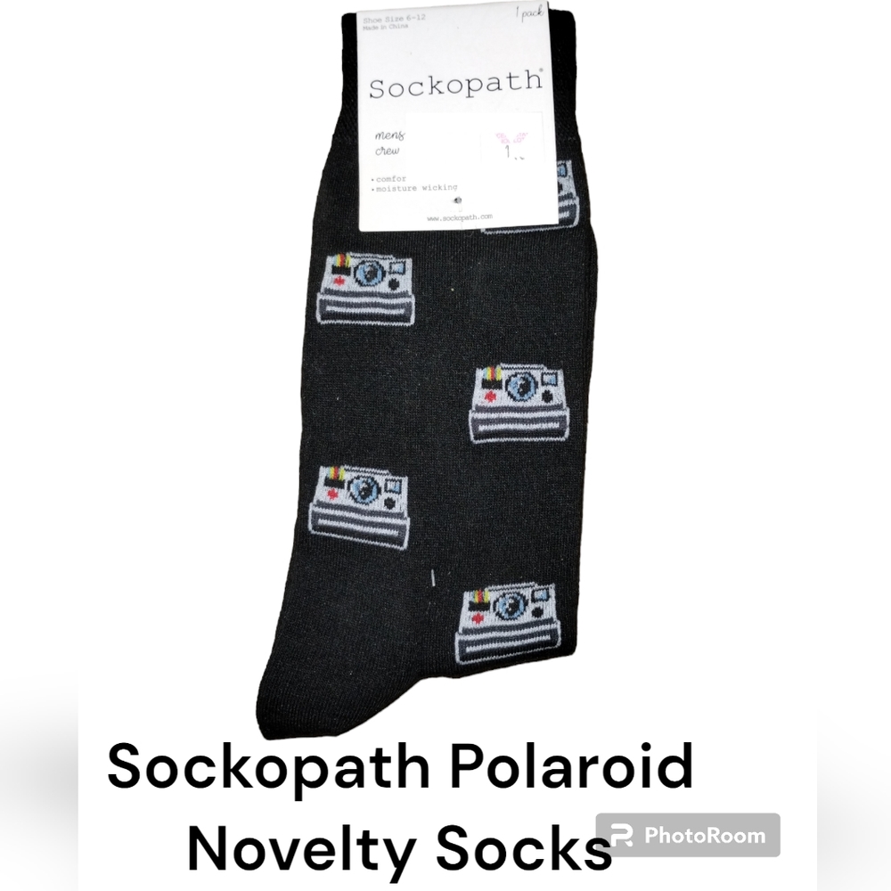 Sockopath Novelty Polaroid Camera Knit Crew Socks O/S nwt